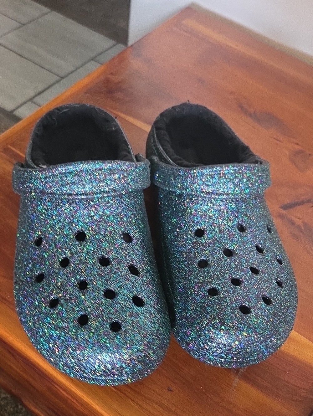 Women's Glitter Clog Shoes - Blue Sparkle
